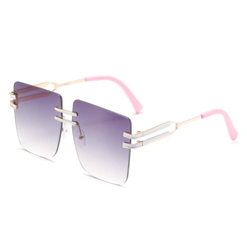 Rahmenlose Sonnenbrille, groß, quadratisch, modisch, für Herren und Damen, Luxus-Sonnenbrille, UV400, Weiß/Grau, Einheitsgröße von AGRIEVE