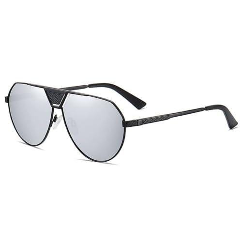 Sonnenbrille für Herren, UV400, ausgehöhlte Sonnenbrille, Metallrahmen, Outdoor, Anti-UV, Fahrer, Sportbrille, Mattschwarz/Silber, Einheitsgröße von AGRIEVE