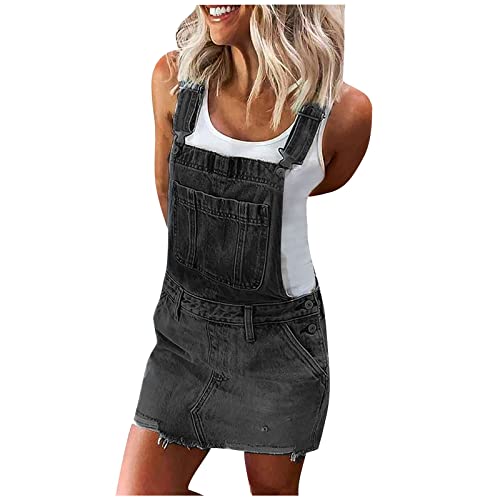 AHAKLO Latzkleid Damen Jeans, Ärmellose Jeanskleid Damen Sommer, Verstellbare Trägerkleid Rückenfreies Minikleid Lässige Kleid Mit Taschen Frauen Latzrock Freizeitkleid AHAKLO Latzkleid Damen Jeans, Ärmellose Jeanskleid Damen Sommer, Verstellbare Trägerkleid Rückenfreies Minikleid Lässige Kleid Mit Taschen Frauen Latzrock Freizeitkleid von AHAKLO