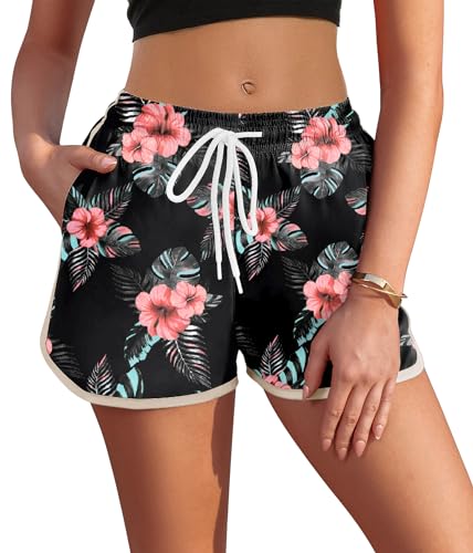 AI'MAGE Damen Badeshorts Schwimmen Boardshorts Badehose Schnell Trocknend Bikini Shorts mit Liner Taschen L von AI'MAGE