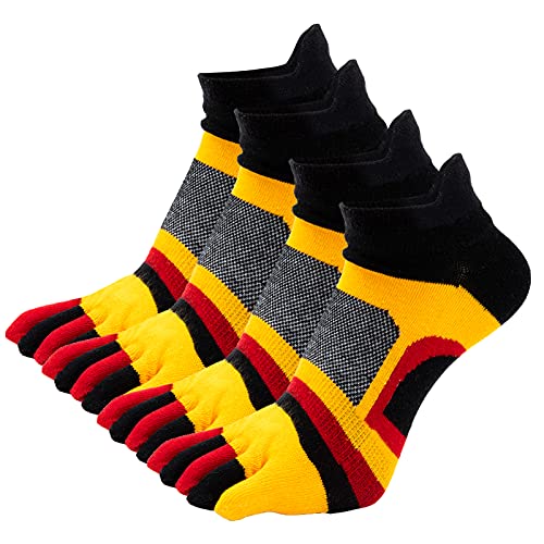 AIEOE 4 Paar Fünf Finger Socken Herren Atmungsaktive Antibakteriell Deodorant Sneaker Zehensocken Baumwolle Low Cut Sportsocken Laufsocken von AIEOE