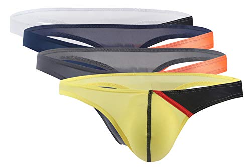 AIEOE 4 Stück String Tanga für Herren Slips Ministring aus Weichem Material G-Strings Unterwäsche 4C Farben Größe M von AIEOE