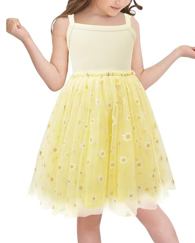 AIEOE Baby Mädchen Kleider Tüll Ärmellos Prinzessin 100% Baumwolle Partykleid Sommer für 9-12 Monate Gelb von AIEOE