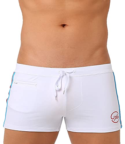 AIEOE Badehose Herren Eng Kurz Boxer Schwimmhose Push Up mit Abnehmbares Pad & Kleine Reißverschlusstasche Schnelltrocknend Badeshorts für Schwimmen Surfen - L (EU/US M) von AIEOE