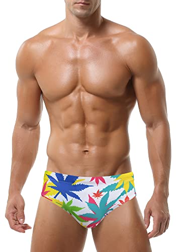 AIEOE Badeslip Herren Badehose Kurz Eng Slip mit Abnehmbares Pad Push Up Schwimmhose Muster Sexy Badeslips Schwimmen Surfen Sommer Strand Pool - XL（US/EU L von AIEOE