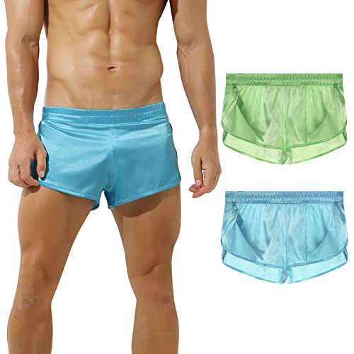 AIEOE Boxer Trunks Herren 2 Pack Unterwäsche Bequem Boxershorts für Männer Baumwolle Innenschicht Grün Türkis 01 Herstellergröße L von AIEOE