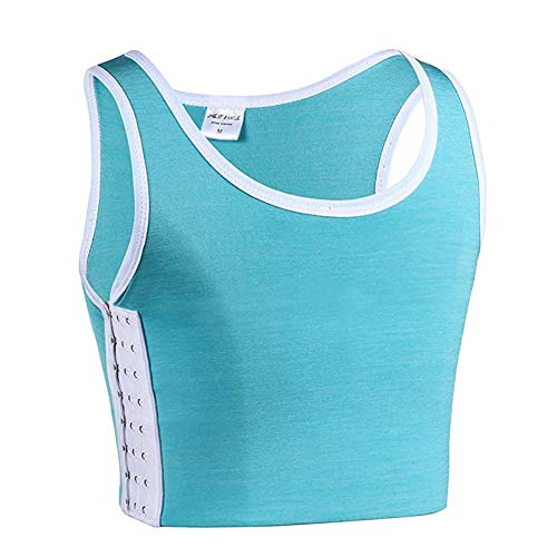 AIEOE Brust Binder mit Starker Elastizität Cosplay Body Shaper Trans Tank Top mit 3 Reihe Haken - Türkis Größe 4XL von AIEOE