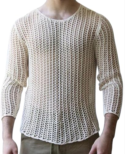 AIEOE Fishnet Oberteil Atmungsaktive Shirt Langarm Sexy Unterhemd Netzhemd Weiß 04 EU Größe S/Herstellergröße M von AIEOE