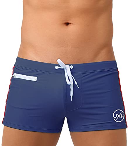 AIEOE Herren Badehose mit Polster Badeshorts mit Tasche und Kordelzug Schwimmhose Blau L von AIEOE