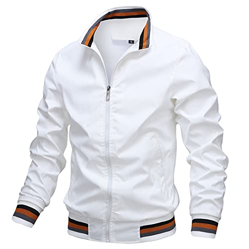 AIEOE Herren Bomberjacke Übergangsjacke Leichte Jacke Casual Mäntel mit Stehkragen Baseball Blouson mit Reißverschlusstaschen - L AIEOE Herren Bomberjacke Übergangsjacke Leichte Jacke Casual Mäntel mit Stehkragen Baseball Blouson mit Reißverschlusstaschen - L von AIEOE