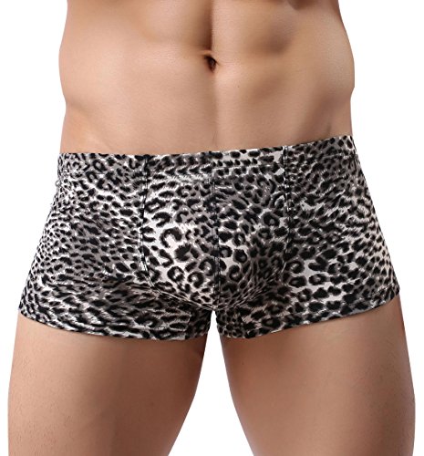 AIEOE Herren Boxershorts Unterhose Unterwäsche Retroshorts Leopard Muster Brief Schwarz XL=EU M-L von AIEOE