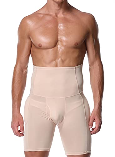 AIEOE Herren Figurenformend Unterhose Hohe Taille Kolbenheber Kompressions Unterwäsche mit Bein Shapewear - Begie,S von AIEOE