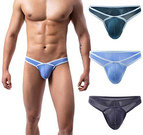 AIEOE Herren Minislip mit Allover Luftlöchern Low Waist Tanga Slip Unterhose Weich und Atmungsaktiv 3 Stück 04 Größe L von AIEOE