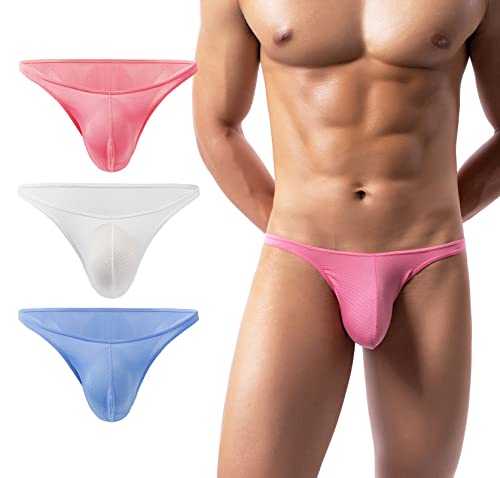 AIEOE Herren Netz Slips Mesh Unterwäsche Stretch Briefs Männer Bikini Unterhose mit Beutel 3 Stück 02 Größe M von AIEOE
