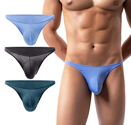 AIEOE Herren Netz Slips Mesh Unterwäsche Stretch Briefs Männer Bikini Unterhose mit Beutel 3 Stück 03 Größe L von AIEOE