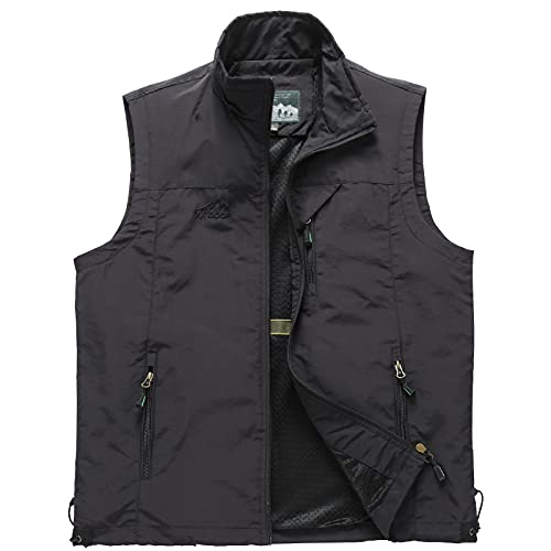 AIEOE Herren Outdoor Weste Leicht Atmungsaktiv Stehkragen Arbeitsweste Multi-Taschen Nylon Anglerweste von AIEOE