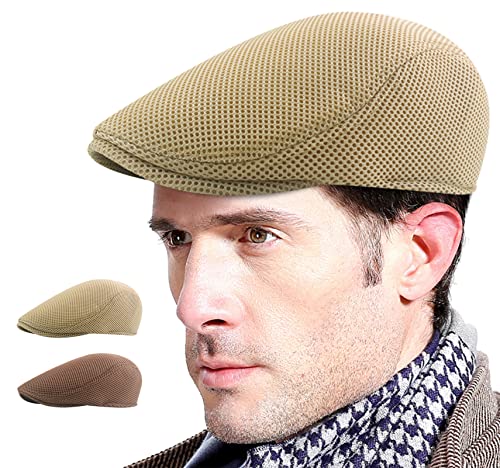 AIEOE Herren Schirmmütze Schiebermützen Gatsby Newsboy Flatcap Barett Sommer Mesh Baskenmütze von AIEOE