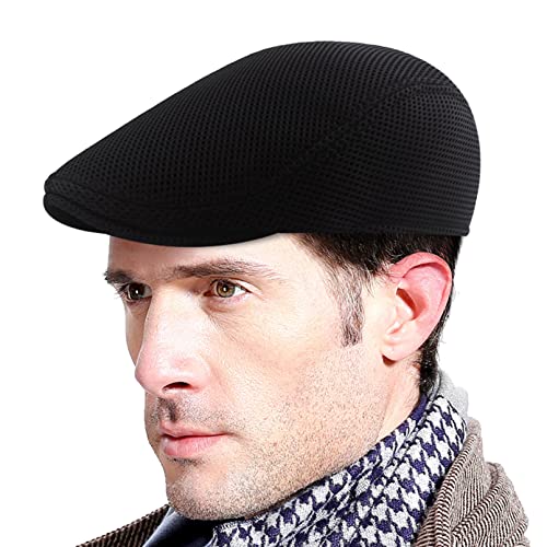 AIEOE Herren Schirmmütze Schiebermützen Gatsby Newsboy Flatcap Barett Sommer Mesh Baskenmütze von AIEOE