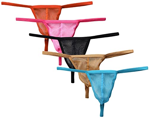 AIEOE Herren String Sexy 5 Stück Reizvolle Dessous Männer Sexy Unterwäsche Minislips Ministrings Farben 03 M von AIEOE