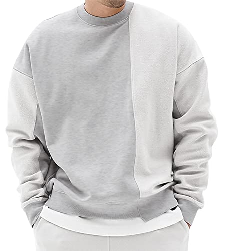 AIEOE Herren Sweatshirt Basic Pullover mit Rundhalsausschnitt Baumwolle Pulli Grau L von AIEOE