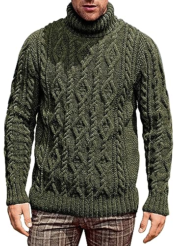 AIEOE Pullover Herren Pulli für Herbst und Winter Hübscher Herrenpullover Warme Oberteil Dunkelgrün Größe L von AIEOE