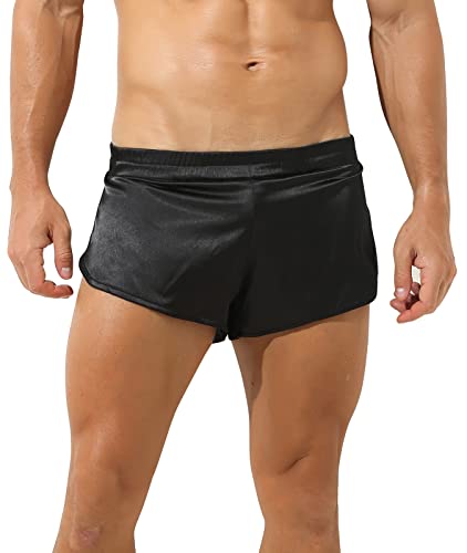AIEOE Sexy Unterwäsche für Mann Satin Boxer Shorts Herren Sexy Boxershorts Leicht und Atmungsaktiv Schwarz XL von AIEOE