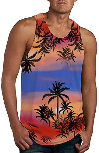 AIEOE Tank Top Herren Sommer Hawaii T-Shirt Ärmellos Muskelshirt Strand Tankshirt 3D Druck Print Muster Tanktop Locker Schnell Trocknend Atmungsaktiv - XL von AIEOE