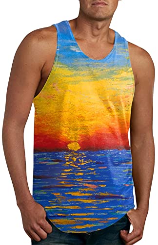 AIEOE Tanktop Herren Sommer Hawaii Tankshirt Strand Tank Top Muskelshirt Ärmellos T-Shirt 3D Druck Print Muster Locker Schnell Trocknend Atmungsaktiv - 3XL von AIEOE