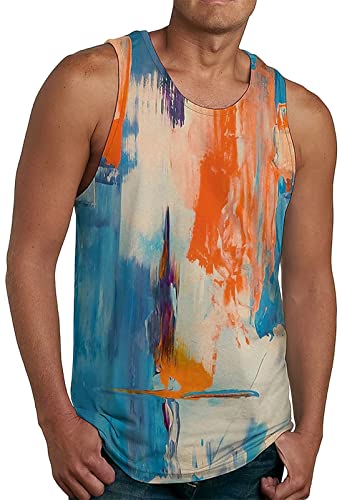 AIEOE Tanktop Herren Sommer Hawaii Tankshirt Strand Tank Top Muskelshirt Ärmellos T-Shirt 3D Druck Print Muster Locker Schnell Trocknend Atmungsaktiv - L von AIEOE