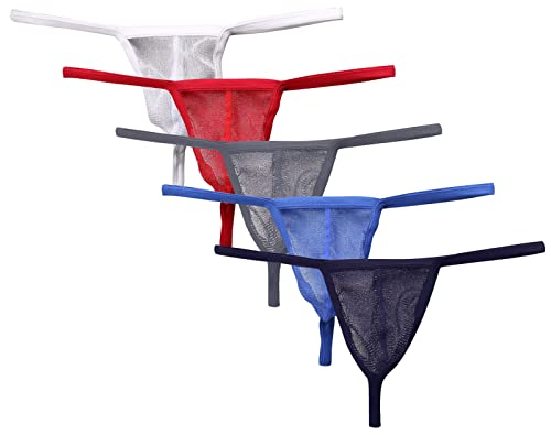 AIEOEHerren T-Back Tangas Sexy Low Rise G-String Slips Bulge Pouch Unterwäsche Geschenke Geburtstag 5 Packungen XL von AIEOE