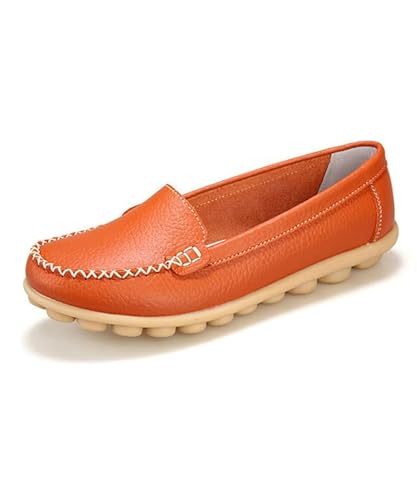 AIFLM Damen Leder Loafer Mokassin Tritt Mit Einem Fuß Auf Schuhe Freizeitschuhe Fahrschuhe Wanderschuhe Schuh Fahren Krankenschwester Schuhe von AIFLM