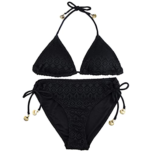 AIJIA Bikini Damen Set Gepolstert Badeanzug Klassischer Sexy Triangel Zweiteiliger Bademode Neckholder Swimsuit Split Strandkleidung Schwarz L von AIJIA