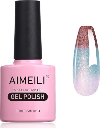 AIMEILI UV Nagellack Thermo, Nagellack Temperatur Farbwechsel Soak Off Gel Nagellack Chameleon Changing Color Gel Nail Polish 10ml - 004 von AIMEILI