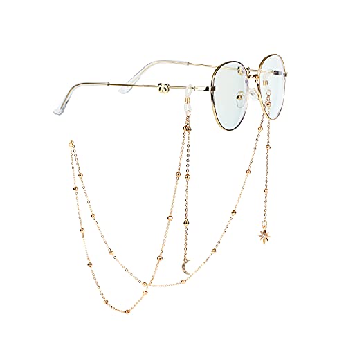 AININI Brillenketten mit massivem Stern und Mond für Männer, stilvolle Brillenkette Halskette Maske Lanyard Kette Sonnenbrille Kette Gesichtsmaske Halter Kette für Frauen Mädchen Männer von AININI