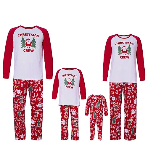 AIOIDI Unisex Passender Weihnachten Familie Schlafanzug Set Bedruckte Weihnachten Nachtwäsche Outfits Pyjamas für Jungen Mädchen Kleinkind 18-24 Monate von AIOIDI