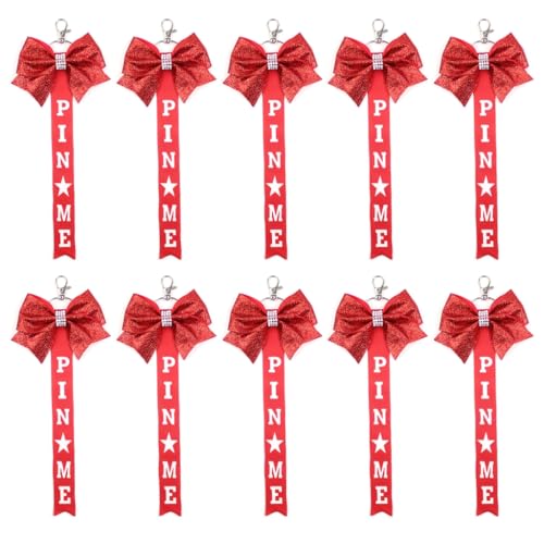 AIRHSKWI Cheer Bow Schlüsselanhänger mit Schleife, für Teenager, Mädchen, bunt, Cheerleader-Zubehör, 10 Stück, Stoff / Federn AIRHSKWI Cheer Bow Schlüsselanhänger mit Schleife, für Teenager, Mädchen, bunt, Cheerleader-Zubehör, 10 Stück, Stoff / Federn von AIRHSKWI