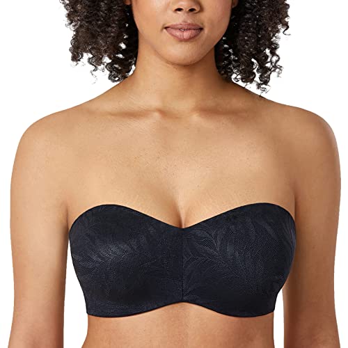 AISILIN Damen Spitze Trägerloser BH Große Brüste Bandeau Minimizer BH mit Bügel Soft Ungefüttert Multiway Schwarz 80B von AISILIN