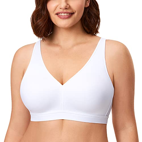 AISILIN Damen BH ohne Bügel Große Größen Comfy Schlaf BHS Vollschalen Soft Bequemer Weiss 100D von AISILIN