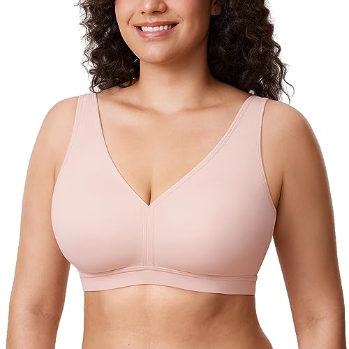 AISILIN Damen BH ohne Bügel Große Größen Comfy Schlaf BHS Vollschalen Soft Bequemer Nacktes Rosa 100C von AISILIN