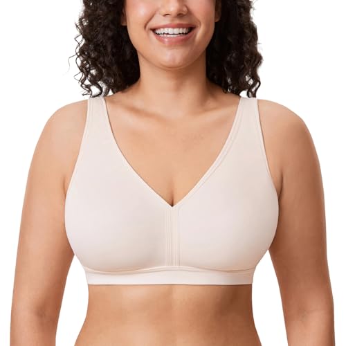 AISILIN Damen BH ohne Bügel Große Größen Comfy Schlaf BHS Vollschalen Soft Bequemer Rose White 100B von AISILIN