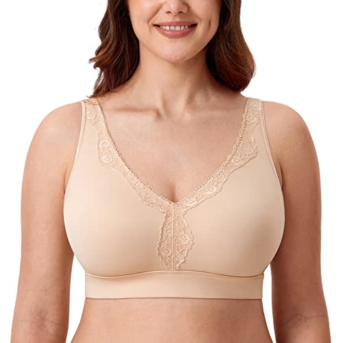 AISILIN Damen BH ohne Bügel Komfort Große Größe volle Abdeckung Nahtlos Ungefüttert Beige 75B von AISILIN