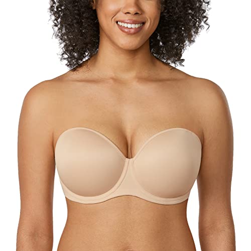 AISILIN Damen Trägerloser Bügel BH Große Brüste Vollschalen BHS Große Größen Multiway ohne Träger Beige 95C von AISILIN