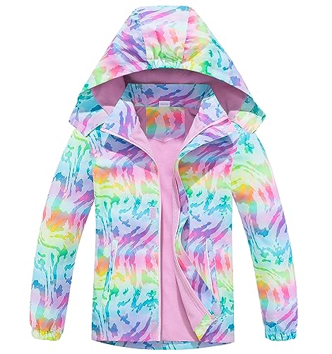 AIWUHE Softshelljacke Mädchen Regenjacke Kinder Winterjacke Übergangsjacke Mit Fleecefütterung Wasserabweisend Atmungsaktiv Jacke mit Kapuze Rosa 110 3-4 Jahre von AIWUHE