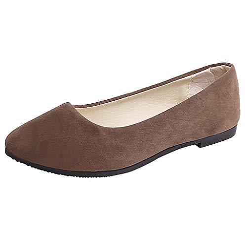 AIchenYW Flache Schuhe für Frauen in -Farbe Weicher Sohle Flacher Schlicht Komfortabel Loafers Chic Unkompliziert Ballerinas Flache Damen die zu jedem Outfit passen (Coffee, 35) von AIchenYW