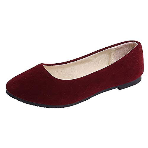 AIchenYW Flache Schuhe für Frauen in -Farbe Weicher Sohle Flacher Schlicht Komfortabel Loafers Chic Unkompliziert Ballerinas Flache Damen die zu jedem Outfit passen (Wine, 36) von AIchenYW