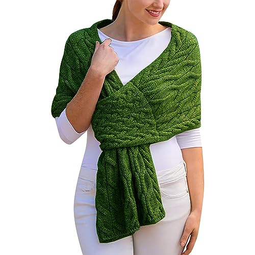 Damen Baumwolle Schal Frauen Geschenkidee tuch Mode Seide Schals Leicht Lange scarf Winter Halsschlauch Ski Tücher Lockere Strick Print Loopschal Wärme Elegante Schals (Green, A) von AIchenYW