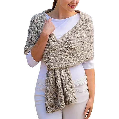 Damen Baumwolle Schal Frauen Geschenkidee tuch Mode Seide Schals Leicht Lange scarf Winter Halsschlauch Ski Tücher Lockere Strick Print Loopschal Wärme Elegante Schals (Grey, A) von AIchenYW