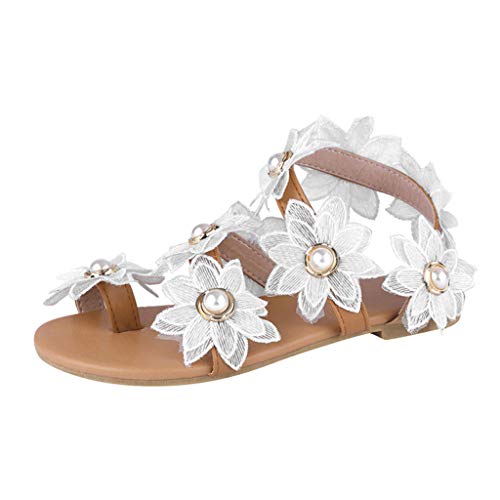 Damen Sommer Fußkorrektur Sandaletten Flache Damenschuhe Strandzehe Mode Perle Lässige Sandalen Damen Ring Blumen Damensandalen Sommer Strandschuhe Mit Schnalle von AIchenYW