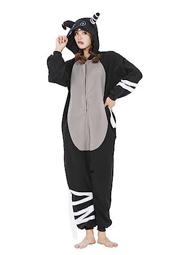 AKAAYUKO Damen Herren Jumpsuit Schlafanzug Pyjama Karneval Kostüm Weihnachten Tiere Onesie Halloween Jumpsuit Schlafanzug Faschingskostüme Overall Nachtwäsche Bandagierte Schwarze Katze von AKAAYUKO