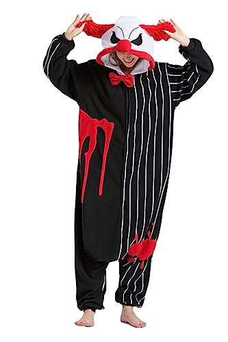 AKAAYUKO Damen Herren Jumpsuit Schlafanzug Pyjama Karneval Kostüm Weihnachten Tiere Onesie Halloween Jumpsuit Schlafanzug Faschingskostüme Overall Nachtwäsche Clown von AKAAYUKO